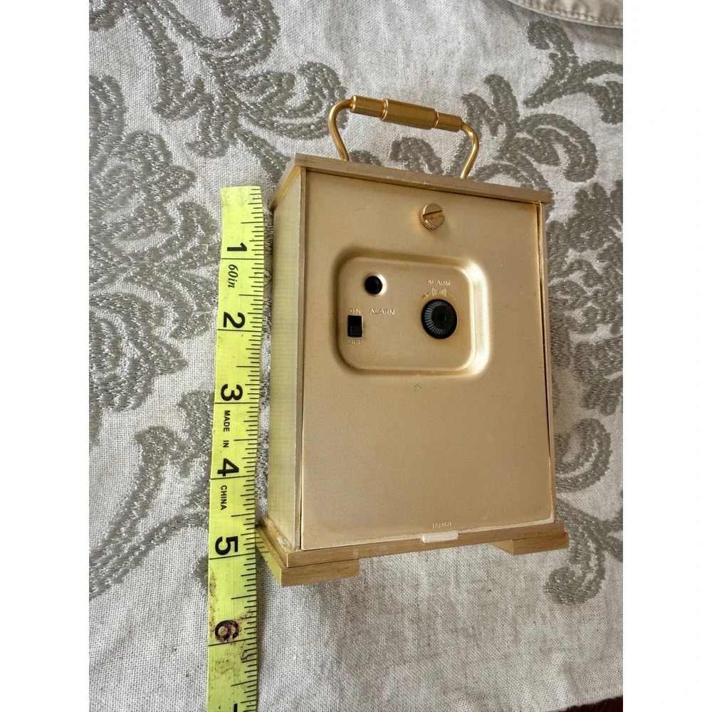 Vintage‎ Seiko Quartz Brass Carriage Clock Roman Numeral Alarm Japan QP281G Gold